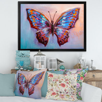 " Vintage Blue Butterfly II " Painting Print