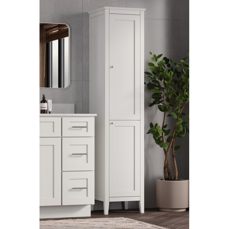 Chrisna Solid Wood Linen Cabinet, White