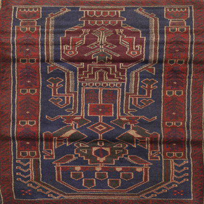 Tapis rouge/bleu traditionnel Christiaanse