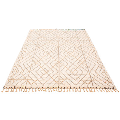 One-of-a-Kind Rectangle 8'1" X 11'1" New Age Wool Area Rug in Cream