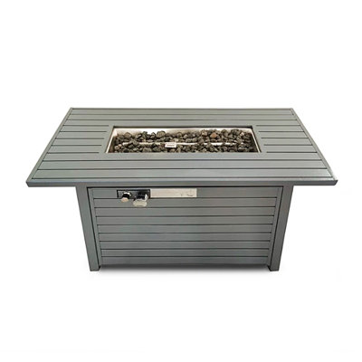 Gray Steel Outdoor Fire Pit Table – 50,000 BTU, Propane & Weather-Resistant