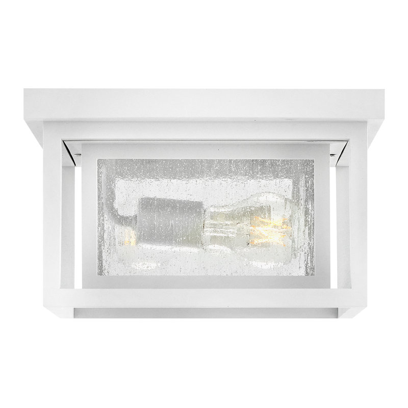 Republic Textured White 11'' W 2 - Bulb Outdoor Flush Mount