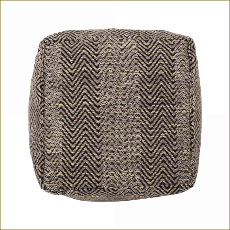 Pouf avec motif à chevrons, brun noyer & amp; Coton beige, entièrement assemblé | Brun | Tissu