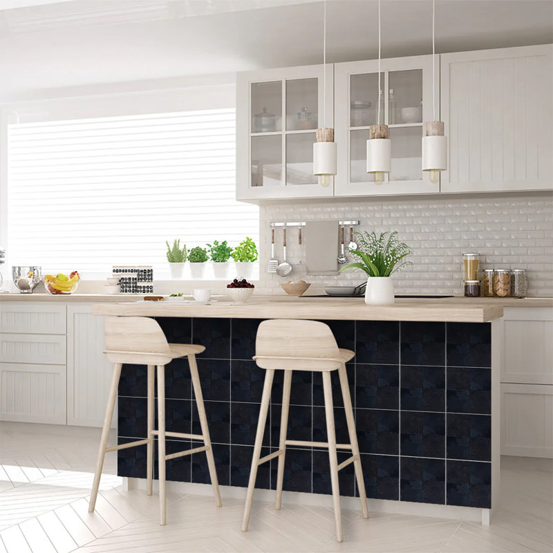 Dark Slate Gray Vinyl Peel and Stick Mosaic Tile Set
