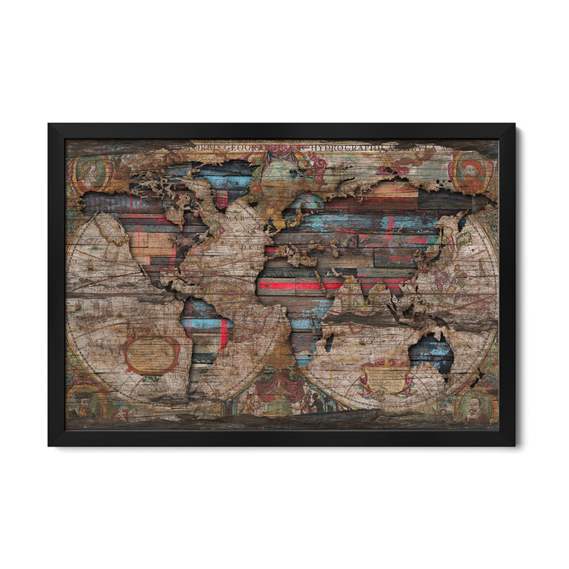 Affiche encadrée de qualité carte du monde par Diego Tirigall, H 16 po x l 24 po