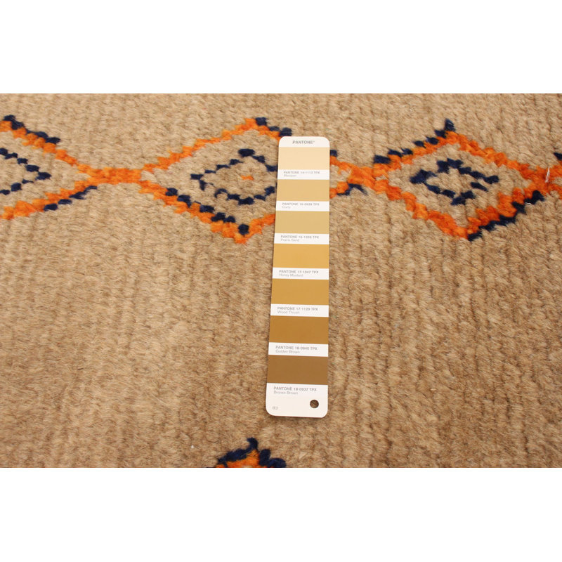 Tapis unique brun clair en laine nouée à la main de style nouvel âge pako 5 pi 11 po x 9 pi 3 po