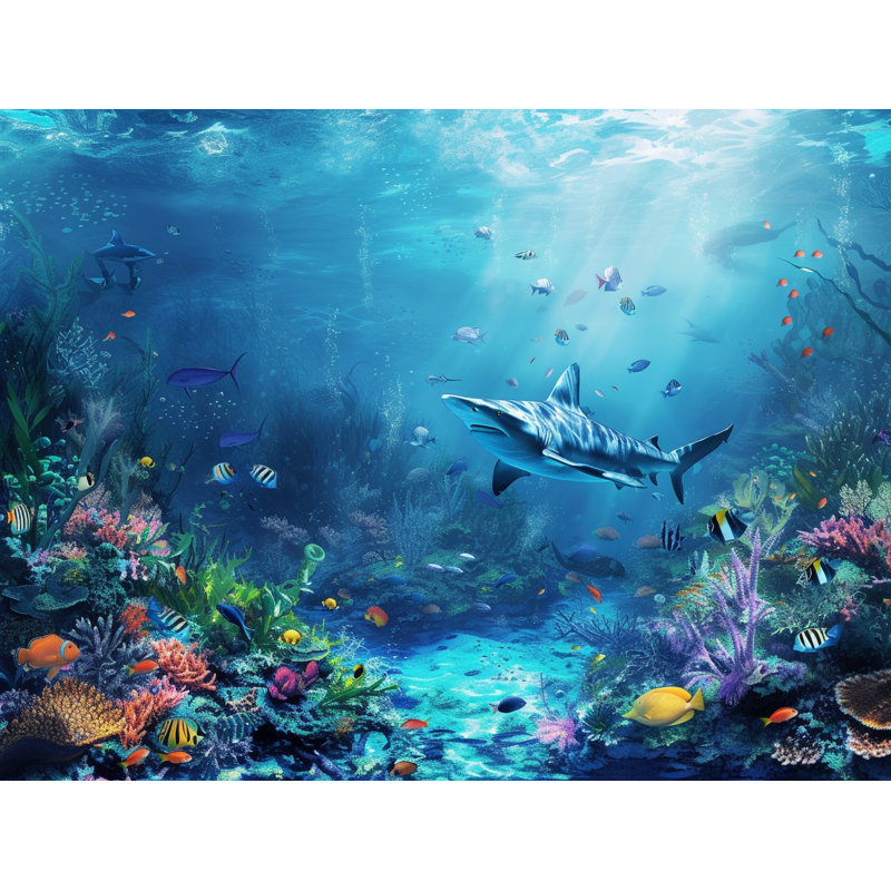 Shark Marine Warm Shower Curtain, 73" H x 70" W