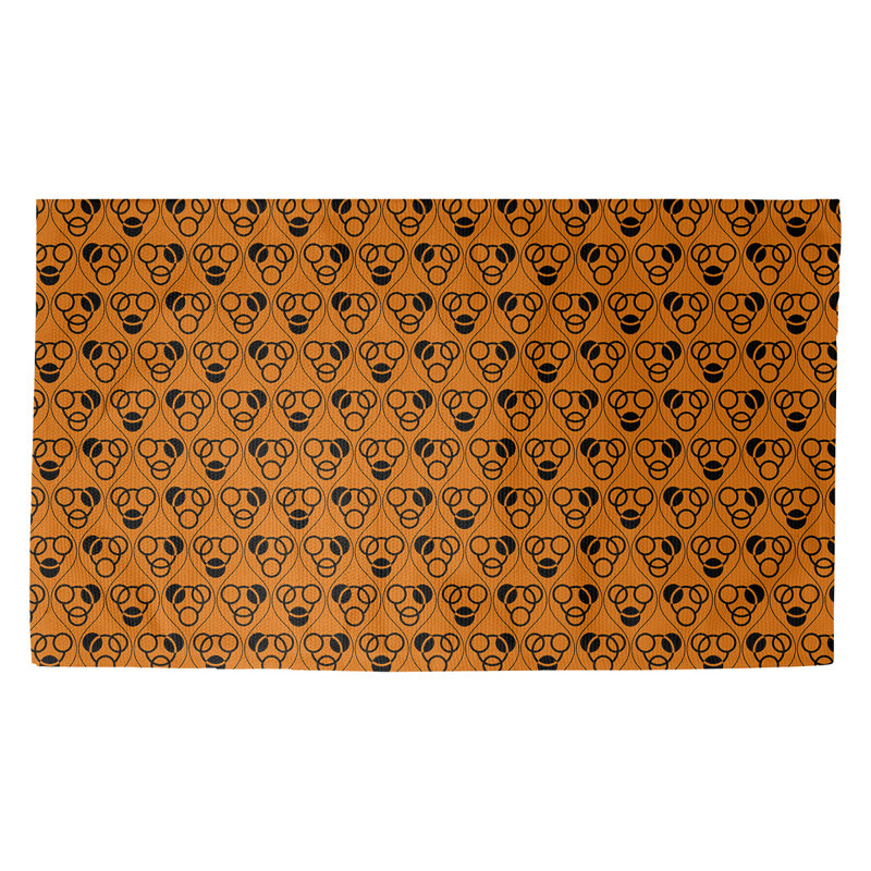 Tapis orange/noir fait main, Rectangle 5 pi x 7 pi
