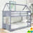 Twin Over Twin Wooden House-Shaped Bunk Bed With Roof Frame And Ladder-1174012134