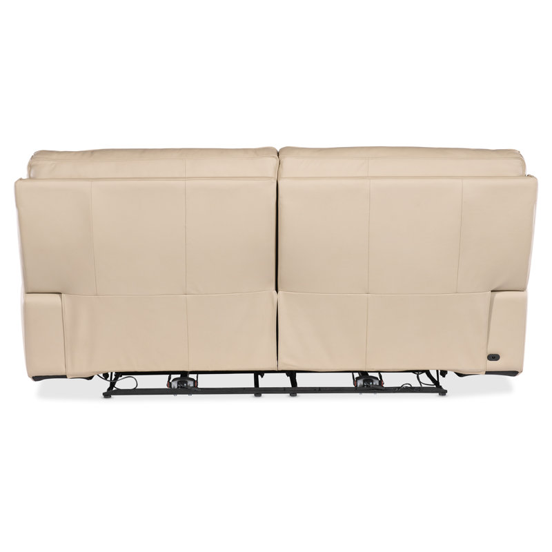 Oslo Ivory Leather Reclining Sofa with Pillow-top Arms
