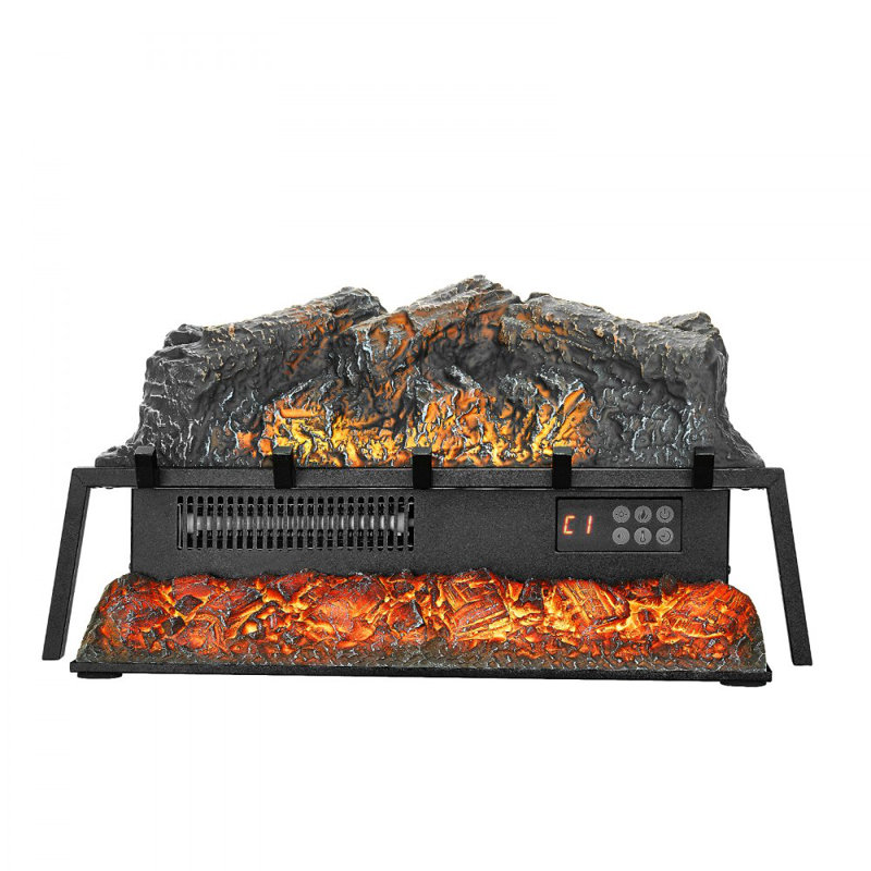 Bûche de foyer électrique, foyer à cheminée encastré de 25 pouces, avec son craquelé, télécommande, 5 réglages de luminosité de la flamme, minuterie, protection contre la surchauffe, thermostat, pour la décoration intérieure - noir