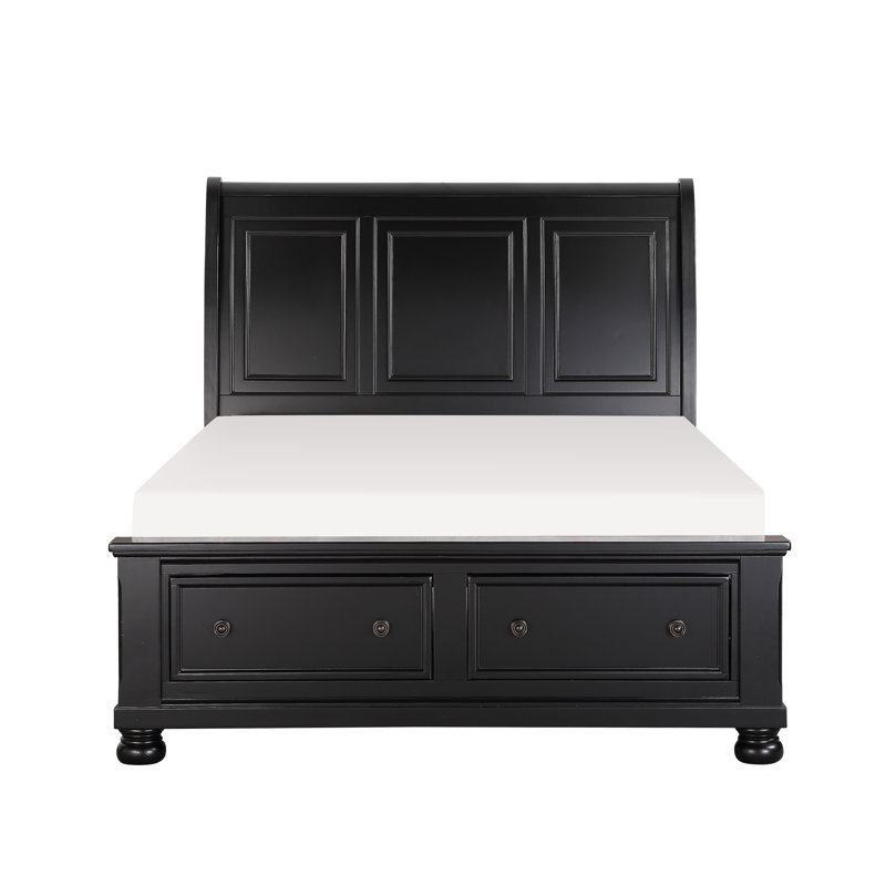 Tynemouth Sleigh Storage Bed, King, Black Sand Through