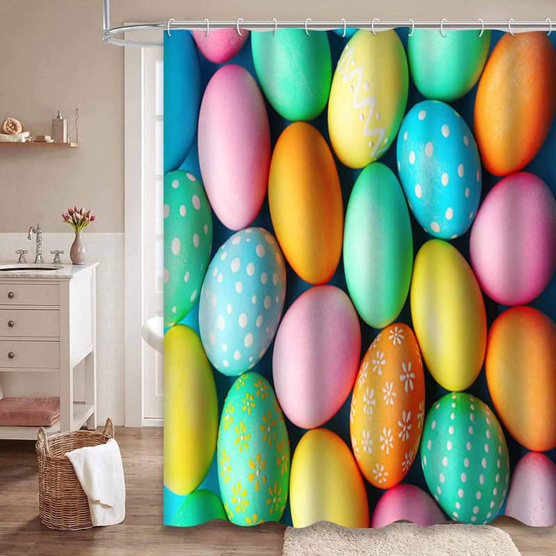 Rideau de douche coloré avec 12 crochets, L 72 po x l 72 po