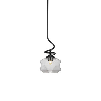 Capri Stem Hung Pendant Shown In Matte Black Finish With 8.75" Clear Bubble Glass