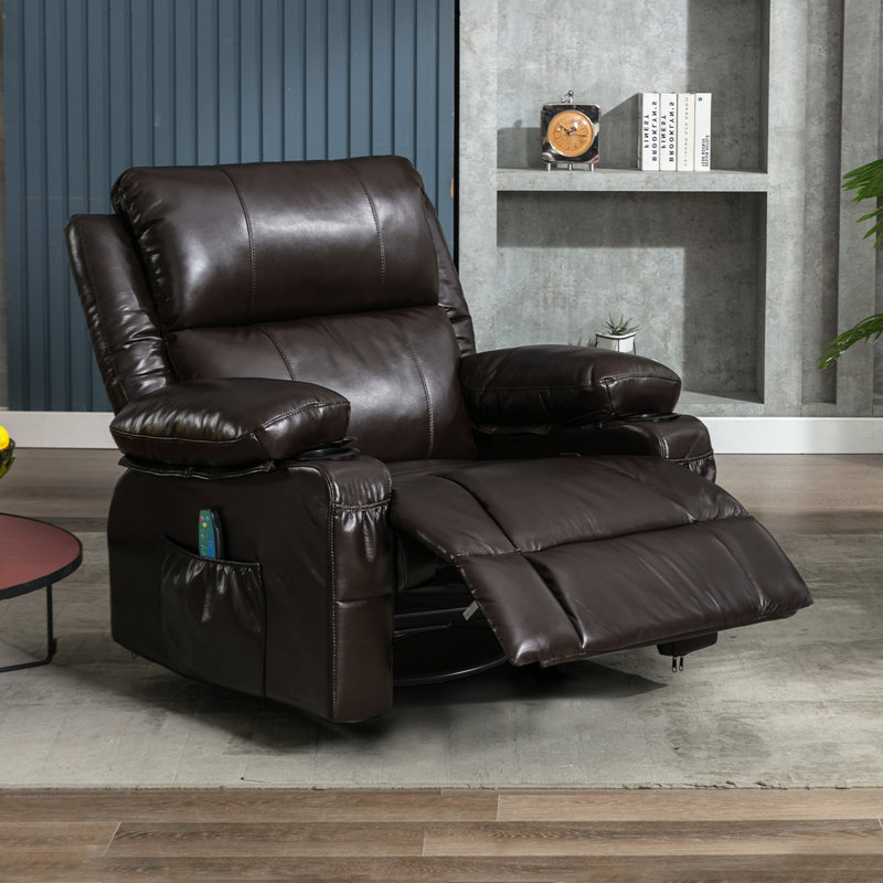 Fauteuil inclinable pivotant Leonie, Similicuir brun
