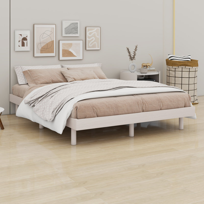 Base de lit plateforme flottante de conception moderne, Double, Blanchies