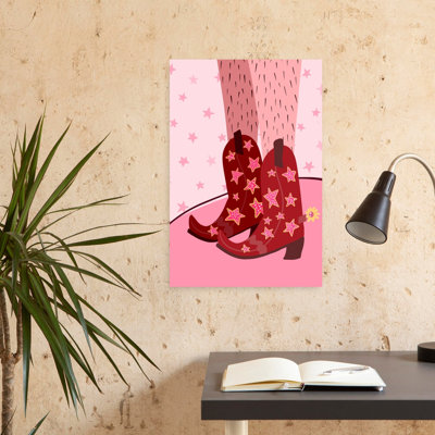 Starlit Boots Bold Colorful Contemporary Portrait Landscape Wall Art Print 1 Piece Wrapped Canvas Wall Art