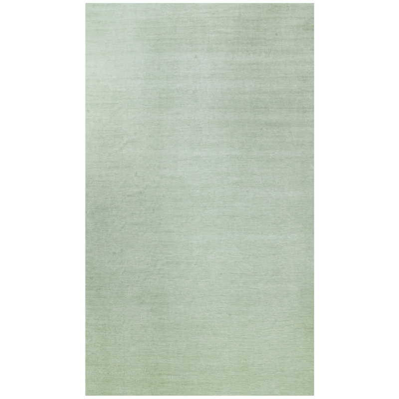 Hand Knotted Wool Area Rug in Light Green