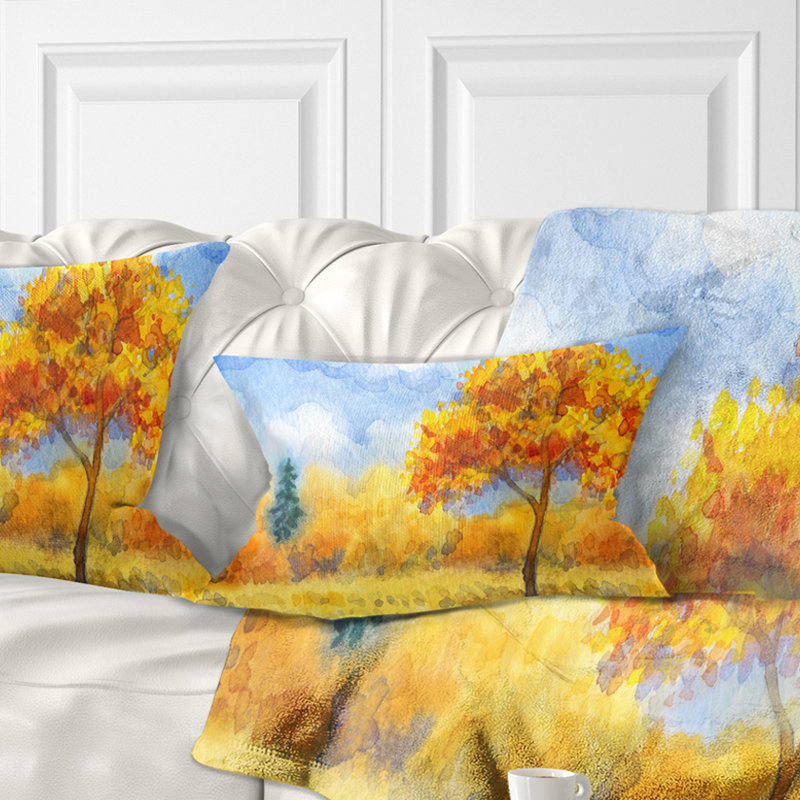 Coussin lombaire à l’arbre de peinture à l’aquarelle