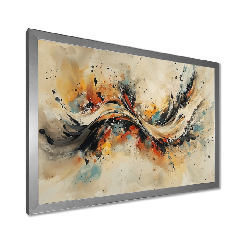 Nykhia - Abstract Wall Art, H 12 po x l 20 po, Avec cadre, Argent