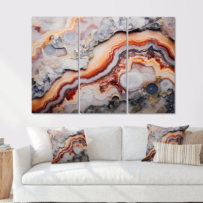 «Beige et pêche», Geode Simplicity - ensemble d'art mural sur toile en géode de pierre