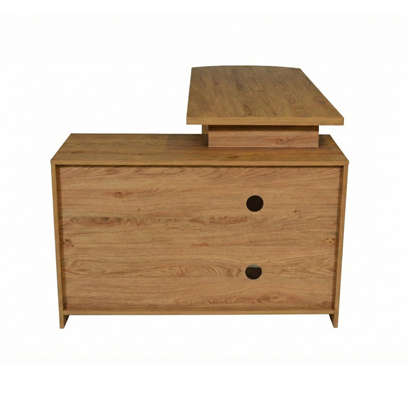 L-Shaped Credenza Desk, Montana Oak