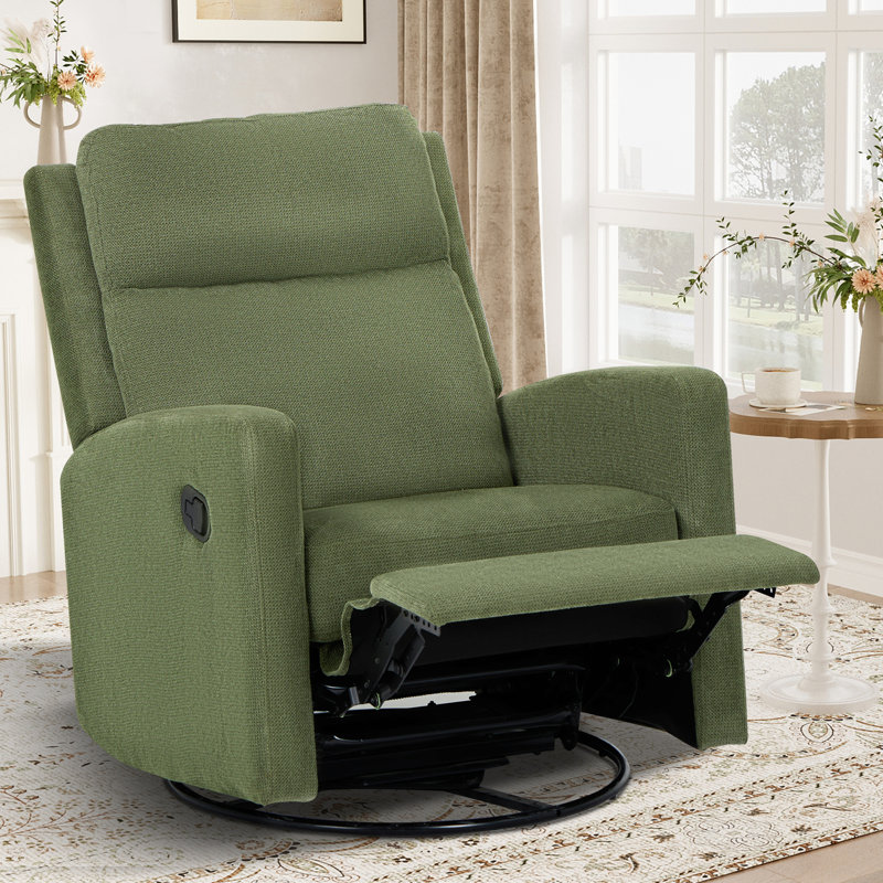 Fauteuil inclinable pivotant à 360 ° en cuir avec repose-pieds réglable, Vert