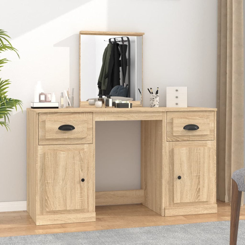 Alfeu Dressing Table with Mirror, Sonoma Oak