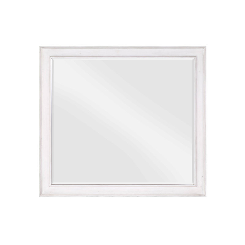Miroir blanc patiné, 38 po x 42 po, Blanc, Rectangulaire