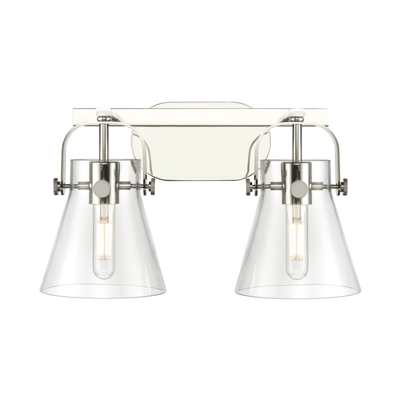 Éclairage pour meuble-lavabo mural 6 po 2 lumières Sidman, Transparent, Nickel poli, Trois lumières