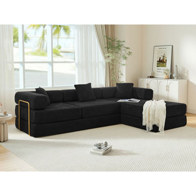 Hartwig 108" Oversized Modular Sleeper Sectional Sofa Bed with Reversible Chaise, No-Assembly Floor Couch by Ivy Bronx