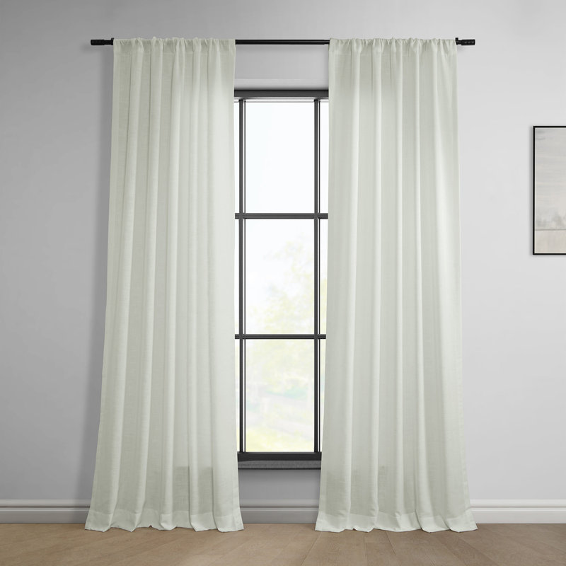 Oesha Faux Linen Curtains for Bedroom - Semi Sheer Curtain Window Single Panel Drape, 50" W x 120" L, Ochre