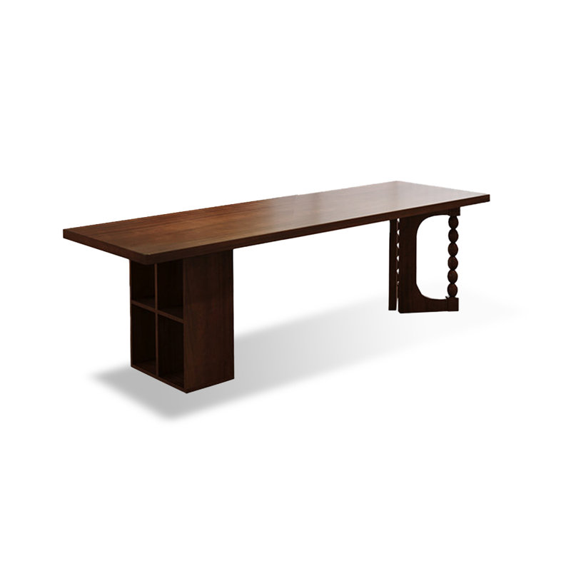 Bureau moderne en bois massif, bureau de salon avec bibliothèque, H 29,53 po x l 70,87 po x P 31,5 po