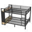 Grand lit superposé en métal pour les adolescents avec tablettes de rangement, tiroirs et panneau perforé, noir