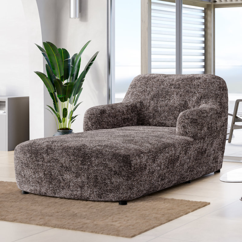 Stretchy Slipcover for Chaise Lounge - Durable & Stylish - Printed Collection, Marmo Brown