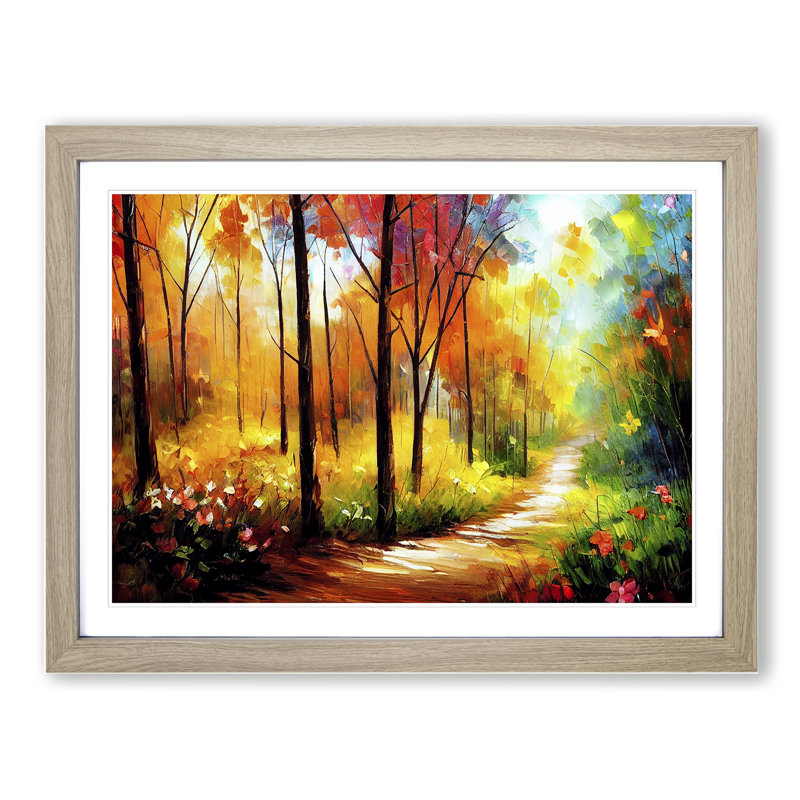 Magical Forest Vol.1 Abstract - Single Picture Frame Painting, Oak, 34cm H x 46cm W x 2cm D