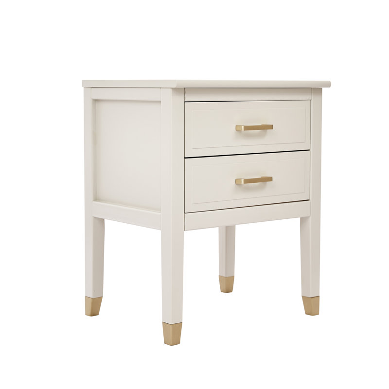 Cormac 50cm W Solid + Manufactured Wood Bedside Table, White