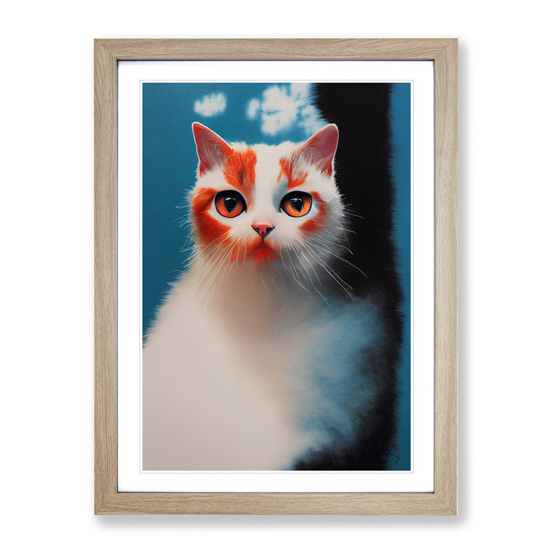 Lovely Cat - Framed Print, 46cm H x 34cm W x 2cm D, Oak