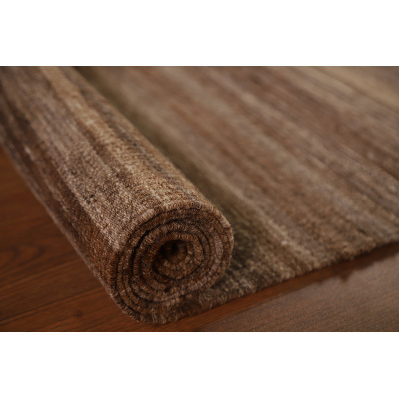 Earth Tone Kilim Brown Wool Area Rug 7x10