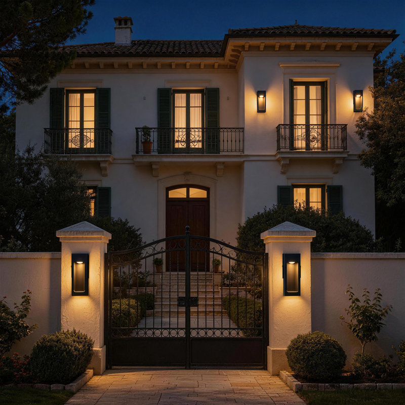 LED Outdoor Wall Sconces, Matte Black