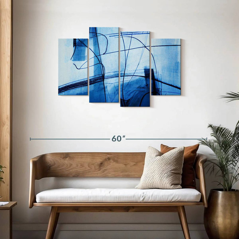 Lignes bleues abstraites Avery, H 27 po x l 43 po