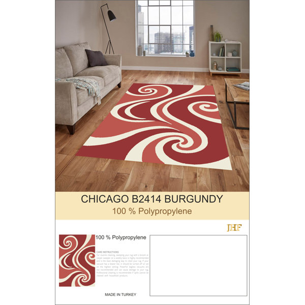 Chicago Rug JENIN HOME FURNISHING CHICAGO RUG 2'X3' 0B2414 BURGUNDY | Wayfair