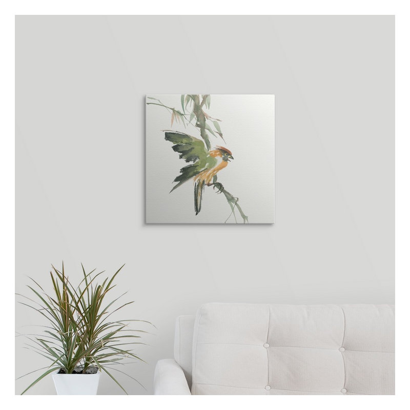 Ayled " Formosan Firecrest " by Chris Paschke, 35" H x 35" W x 1.5" D, Canvas