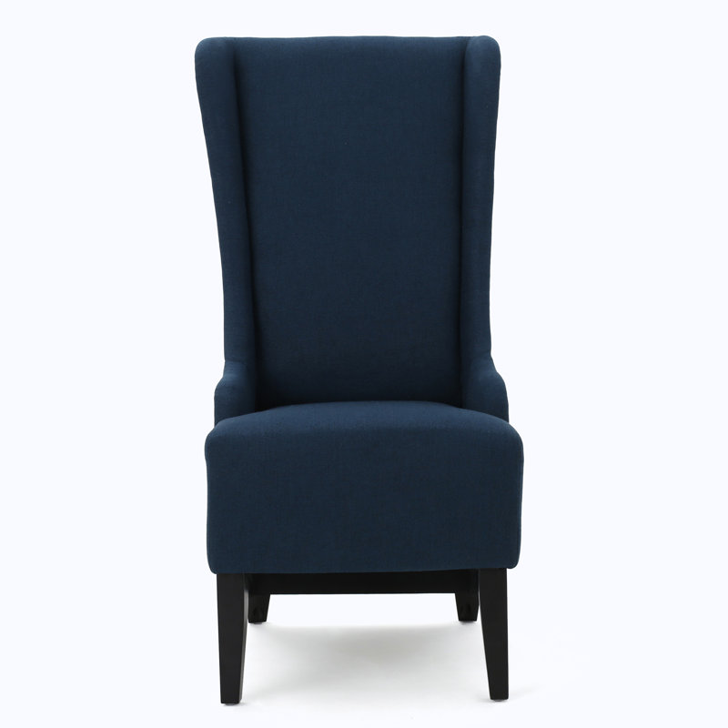 High Back Accent Chair, Navy Blue Fabric