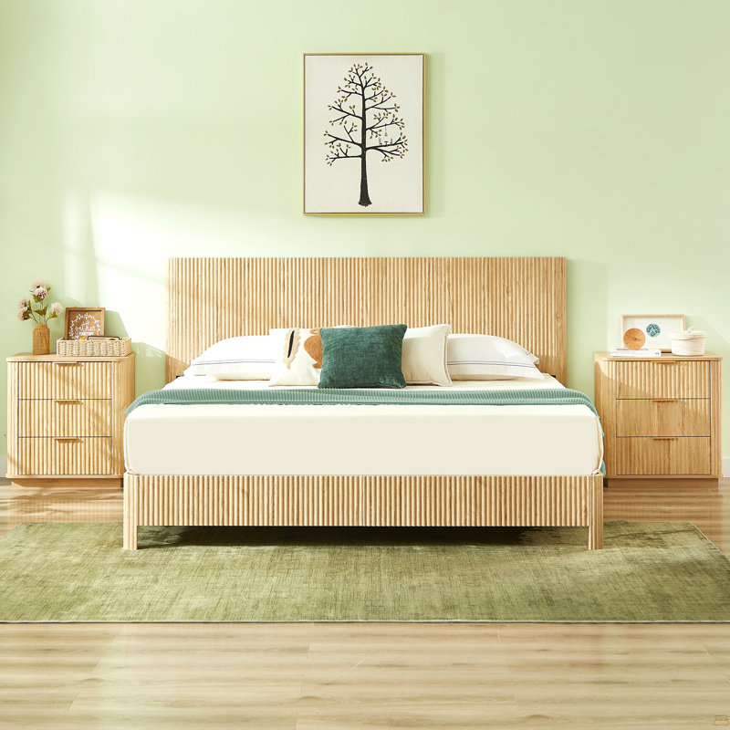 Lignes ondulées en bois pour très grand lit, sans sommier tapissier