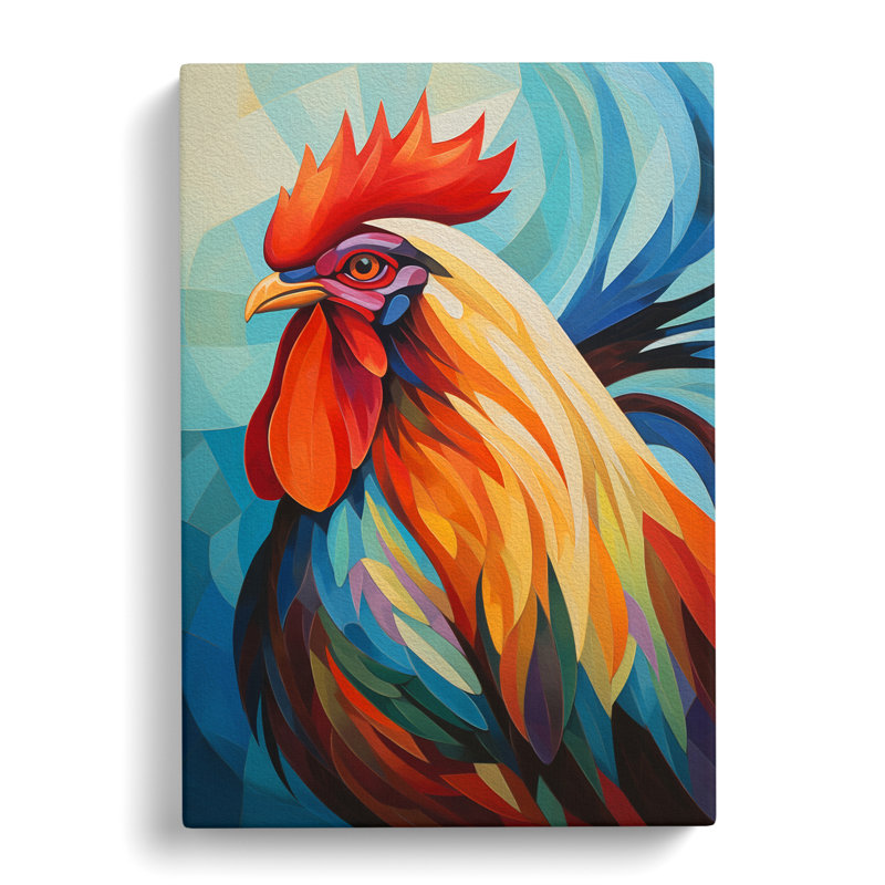 Rooster Cubism - Print, 60cm H x 40cm W x 3cm D