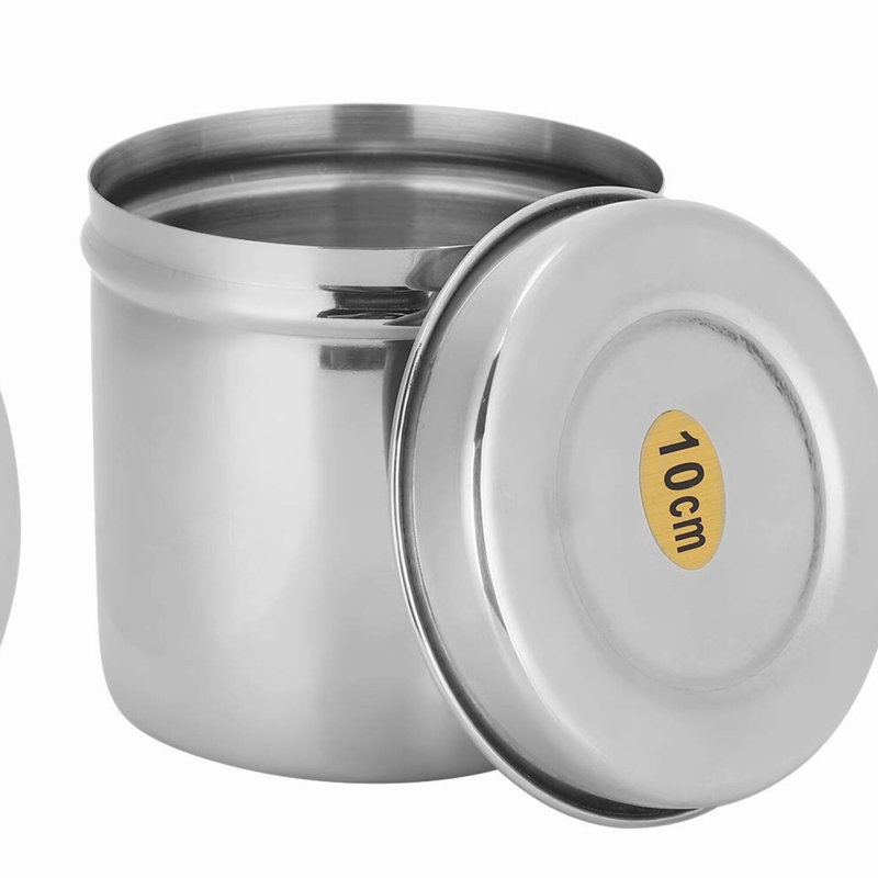 Stainless Steel Bathroom Vanity Organizer - Cotton Ball & Cotton Swab Canister with Lid for Home & Hospital Use