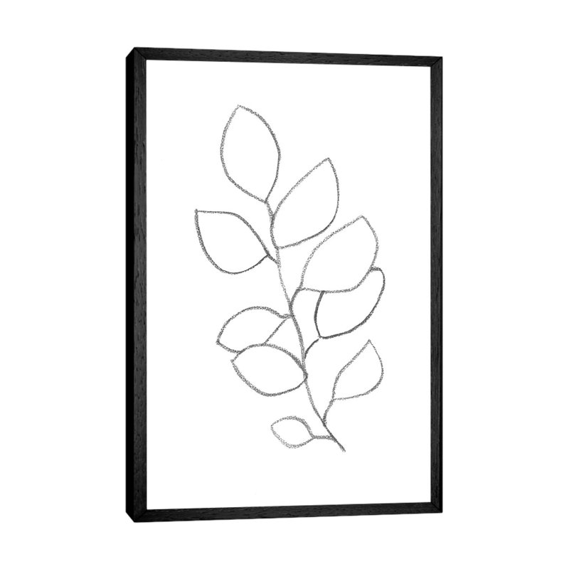 Botanical Minimal Line - Print on Canvas, 101.6cm H x 66.04cm W x 3.81cm D, Black Framed