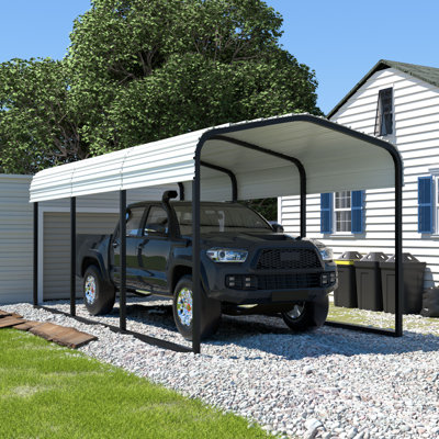 10' W x 15' D Heavy Duty Carport, Outdoor Carport Garage with Galvanized Steel Roof