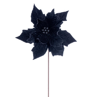 Vickerman 12" x 20" Velvet Razor Poinsettia Stem. It includes four pieces per bag.